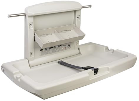 anydry Strapazierfähige Wickelstation zur Wandmontage, schwere Ausführung mit Sicherheitsgurten, zusammenklappbar, platzsparend, in elegantem Grauweiß