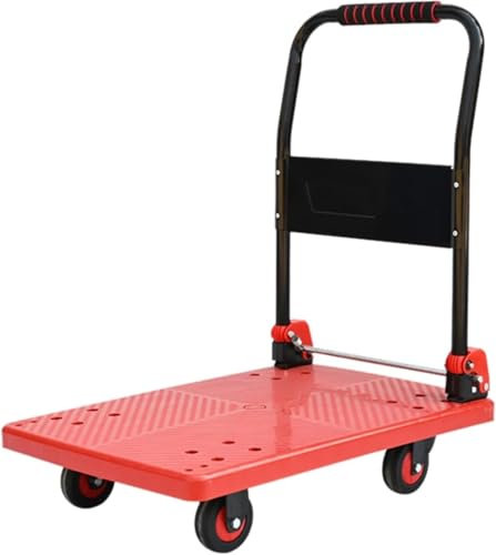 MYVVKIA Carro de Plataforma, Carro de Plataforma Plegable con Capacidad de 300 kg, Carro de Transporte, Carretilla Manual Plegable con una Sola Mano sobre Ruedas silenciosas par