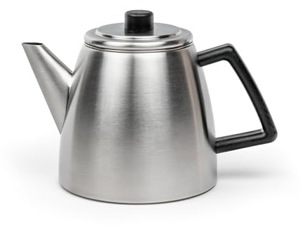 Bredemeijer Tetera pequeña plateada de 1,1 litros, de acero inoxidable, doble pared, mate, con filtro de té, para disfrutar del té durante más tiempo