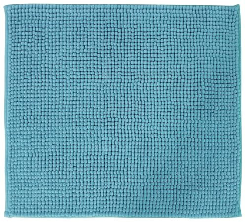 NYVI WC Vorleger NYVISpa Chenille 45x50 cm Aqua Ohne Ausschnitt - Badvorleger - rutschfest, Saugfähig, Schnell Trocknend, Fußbodenheizung geeignet, Oeko-TEX, Waschbar, Weich