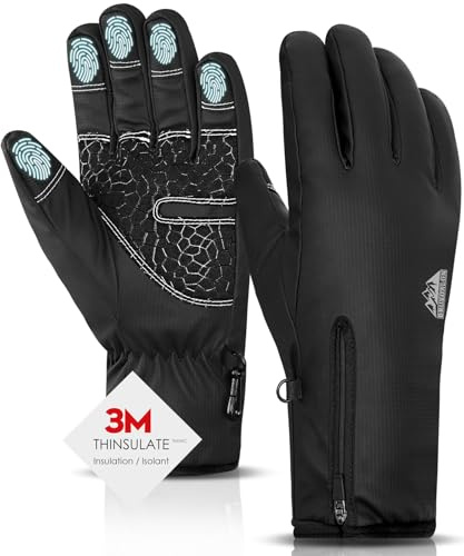 Bruvoalon Y322 Winter Gloves for Men & Women, -10℉ Touchscreen 5-Layer Thermal Insulated, Windproof Anti-Slip Ski Gloves