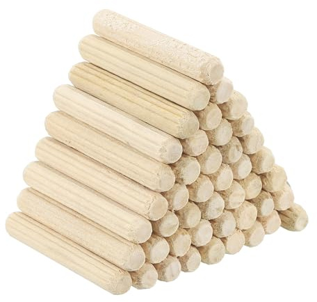 PATIKIL Clavijas De Madera De 1/4 X 1-5/9 (6 X 40mm), Paquete De 100 Clavijas De Madera Estriadas Barras Con Ranura Recta Para Proyectos De Artesanías Y Muebles