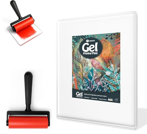Gel Printing Pad with Brush - Reusable Gel Plate for Monoprinting, Stamping & Texture Art, Includes Mini Roller Brush - Non-Toxic Art Tool for Beginners, Artists & Therapy (Size: 8 * 10IN)