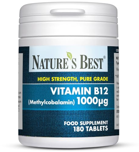 Nature's Best Vitamin B12 (Methylcobalamin) 1,000µg - High Strength Supplement - Immune Support - UK Made - 180 Tablets (6 Months' Supply)