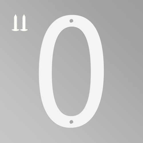 6 Inch White House Numbers for Outside, Metal Letters for Outdoor Signs, Anti-rust Aluminium House Address Letters for Front Door, Office, and Garden Decoration (Number 0)