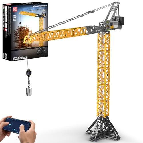 Mould King 17096 Luffing Jib Tower Crane Building Block Set, Large Technical Construction Vehicles Crane Truck Model with Motors/APP Remote Control, Collectible Set for Adults & Teens 14+ Gift (2565+)