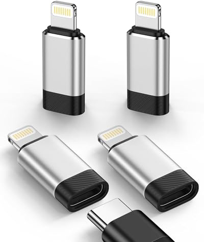 USB C to Lightning Adapter 4 Pack, Fast Charging & Data Sync USB-C Female to Lightning Male Converter for iPhone 14 13 12 11 Pro Max XR X, iPad, AirPods, Type C to Lightning Adapter – No Headphone/OTG