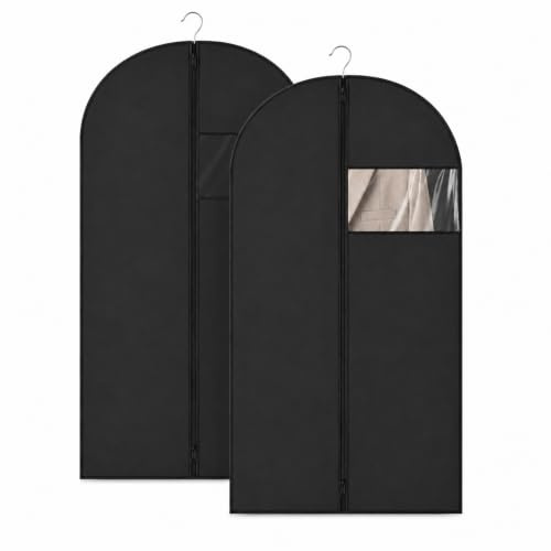Sytinnice 2 Pack Dress Bags Covers Long 60 x 100 cm / 24 x 40 in, PEVA Hanging Garment Bags with Zipper, Waterproof Dustproof Clothes Covers for Suits, Shirts, Jackets, Short Dresses, Coats
