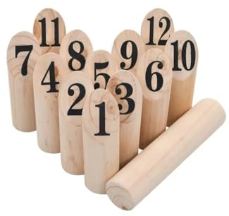 Kaloriko Kubb lekset trä massivt av furu med 12 kubbs kaststav och bärväska för utomhus trädgård fritid strand camping sommarspel och teamtävling