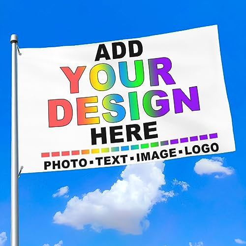 Personalised Flags 5ftx3ft/3ftx2ft/4ftx2.5ft/6ftx4ft Add Your Own Picture Text Custom Flag Banner for Garden Outdoors Décor,Camping Flag Yard Sign,3x5FT(90x150cm)