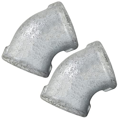 AERZETIX - C65106 - 2 armbågar set i gjutjärn vid 45° 3/4'' hona-hona-gängad rörkoppling för skruvning - galvaniserad finish - VVS uppvärmning vatteninstallation matning