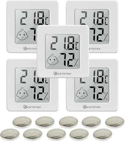 KETOTEK 5 pièces Mini Hygrometre Thermometre Interieur Thermomètre Hygromètre Numérique LCD Moniteur de Température et Humidimètre pour Maison Bureau