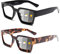JM 2 Pack Fotocromatici Occhiali da Lettura per Donna, Quadrati Occhiali da Sole da Lettura per Computer con Blocco della Luce Blu, Cerniera a Molla, Nero & Tartaruga +1.5