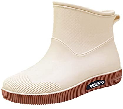 Rumity Gummistiefel Damen Boots Gartenschuhe Rain Boots Regenstiefel Segelstiefel Wasserdicht Regenschuhe Halbgummistiefel Schuhe Wasserdicht Damen Bench Boots Damen