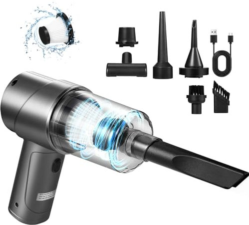 Handstaubsauger Akku, Autostaubsauger , 3 in 1 Kabelloser Auto Staubsauger mit HEPA Filter -120W High Power bürstenlose Motoren, 13000Pa Tragbar Leicht Mini Staubsauger, für Auto/Haus/Büro/Tierhaare
