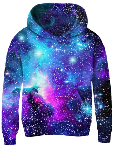 Fanient Pull Garçons Filles Galaxy Polaire Pull Street Style Veste Sweat-Shirts pour Enfants avec Poches 11-13 Ans,XXL