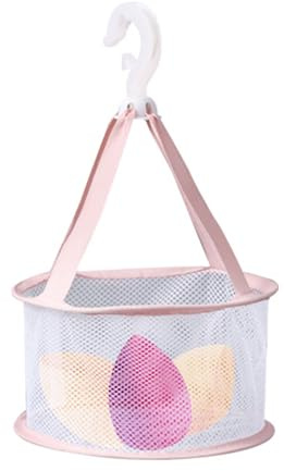 Joalpysm Mini Peg Basket with Easy Hanging Hook - Foldable Mesh Drying Rack for Baby Clothes and Beauty Blenders, and Makeup Brushes Hanger
