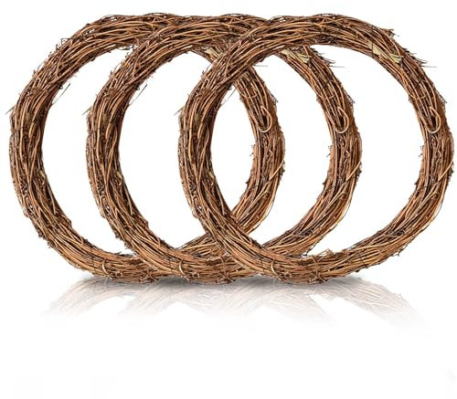 3PCS Strohkranz Rohling 30cm Kranz Rohling Rattan Girlande Natürliche Rattan Girlande - Weihnachtsgirlande Halloween Rattan Girlande DIY Craft Garten Haus Party Dekoration