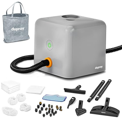 Dupray Neat Plus Pulitore a vapore con 40 accessori – Vapore potente per pulizia profonda di pavimenti, tessuti, fughe e altro – Testato contro il 99,9% di batteri e virus (Neat Plus + 40 pezzi)