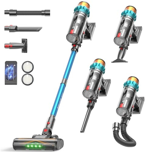 ElecKeys Cordless Vacuum Cleaner,65 Mins 580W 48KPa 1.8L Vacuum Cleaners for Home,Self-Standing Anti-Tangle Vacuum,Handheld Vacuum Cleaner Rechargeable Wall-Mounted for Carpets Floors Pet Hair