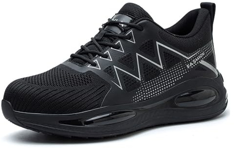 Basket Respirante Homme, Antidérapante Randonnée Confortable Basket Orthopédique Marche Travail Shoes Respirante Légère Sécurité Chaussures, Black, 38