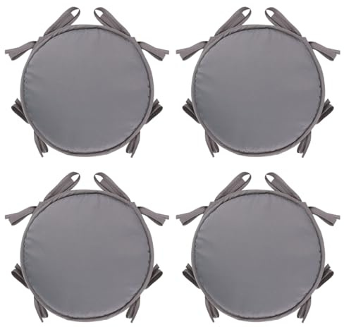 Rrlihjgu Cuscini Rotondi per Sedie da Bistrot | Impermeabili 4 Pezzi Cuscinetti per Sedia,Cuscinetti Regolabili Spessi Rotondi per Sgabello per Balcone Cortile Caffè Cucina Interno ed Esterno