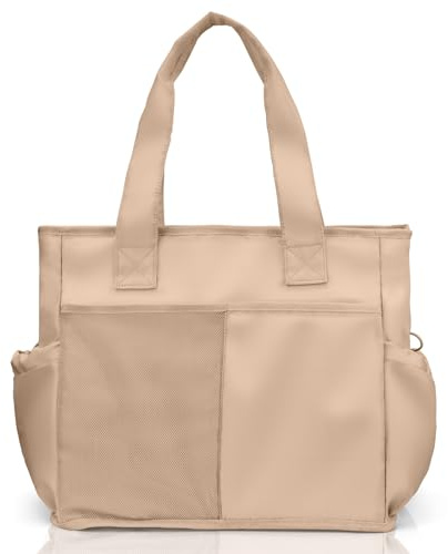 Odoland Borsa Termica Grande da 26L, Borsa da Spiaggia Termica Donna, Borsa Tote con Strato Isolante Termico, Borsa Termica da Spiaggia per Famiglie per Picnic, Spiaggia, Viaggi, Shopping, Cachi