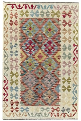HAMID - Tappeto Kilim Herat, Tappeto Kilim, 100% Lana, Tessuta a Mano, Etnico per Soggiorno, Camera da Letto, Sala da Pranzo (175x116cm)