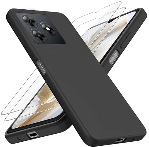 Chenvovoay Black Case for Blackview Wave 9C with 2 Pack Screen Protector | Cover and 2x Tempered Glass, Slim Fit Soft TPU Shockproof Anti-Scratch Bumper Phone Case