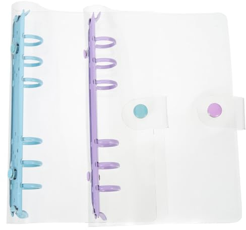 CALLARON Cubierta para Cuaderno de 6 Anillas Transparente Pvc Tamaño A6, Funda para Carpeta 2 Piezas (morado Madera y Azul Claro), Material de Oficina Resistente y Fácil de Limpiar para