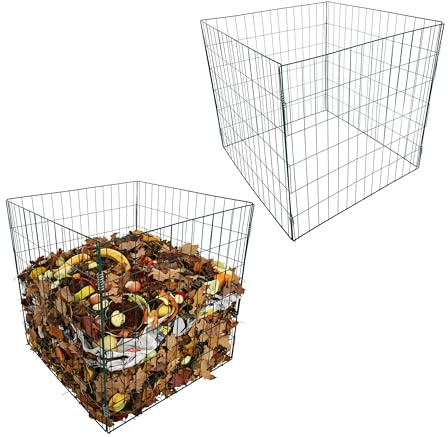 Relaxdays compostador metálico Set de 2 para jardín, Malla de Acero recubierta, 76x76x76 cm, Verde