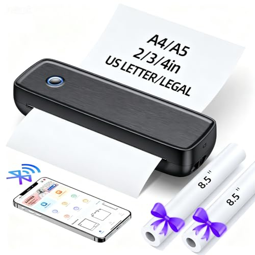 Alinayee Portable Inkless Printer, Wireless Bluetooth Thermal Printer -Black