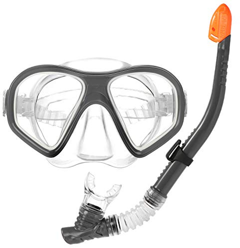 COM-FOUR® Set snorkeling 2 pezzi - occhiali da sub e boccaglio per immersioni - maschera da sub per bambini e adulti