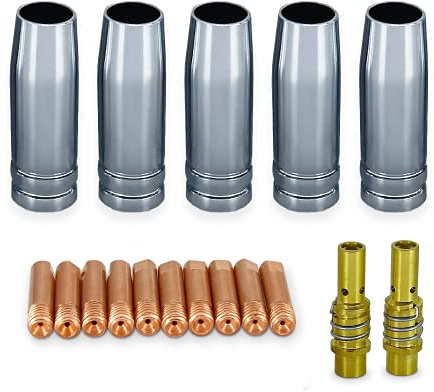 MIG MAG Slitdelar MB15 reservdelsset 17 delar gasmunstycken, munstyckstav, strömmunstycken Ø 0,8 VecTOR WELDING