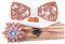 RQPYQF Noeud Papillon Bois, Ensemble de 4 Pièces Noeud Papillon en Bois et Boutons de Manchette et Broche en Bois et Carré de Poche, Fait Main, Accessoire Mode (Style#29)