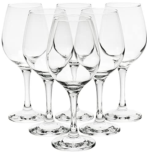 Queensway Home & Dining Set of 6 x 365ml Modern Wine Glasses Clear Glass Goblet Stemmed Base for Red White Wine Rosé Entertaining Drinkware