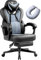Vigosit Gaming Stuhl PRO, Gaming Sessel Bürostuhl Ergonomische für Erwachsene, Office Nap Gaming Chair Stühle schreibtischstuhl mit Sitzkissen Fußstütze, Mesh Drehstuhl Massagesessel (Hellgrau)