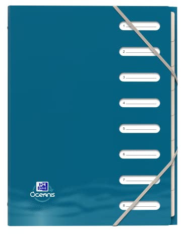 Oxford A4 Ordnungsmappe, Oceanis, Pultordner mit 8 Taben,recycelter Kunststoff aus dem Meer, Zufallsfarbe, 1 Stück