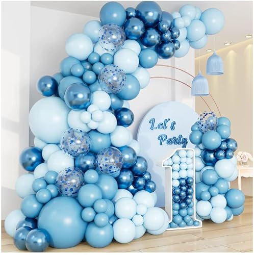 Kit Arco Palloncini Blu, 109 Pezzi Palloncini Compleanno con Palloncini Blu e Azzurri, Arco per Palloncini Blu Per Baby Shower, Compleanno, Prima Comunione, Battesimo Bambino, Decorazioni Matrimonio