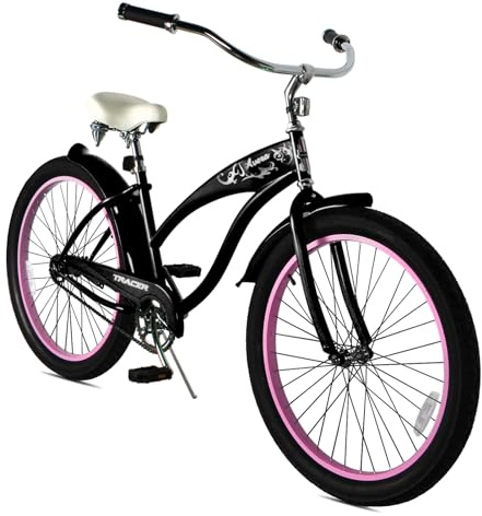 Tracer AVERA 26-Inch Female Beach Cruiser Bike Single-Speed Coaster Brake, Comfort Bike for Adults (Matte Black)