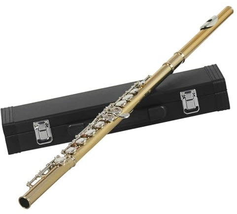 Querflöte Instrument 16-Loch-Flöte Aus Weißem Kupfer, Goldener Körper, Silberne Schlüsselflöte Mit Aufbewahrungsbox Und Zubehör