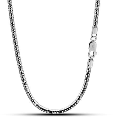 Dankadi Collana serpente 3-4mm, 925 argento Sterling, 16-30 catena, maglia oro 41-76cm, regalo gioielli compleanno uomo donna