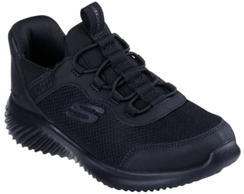 Skechers Garçon Bounder Brisk-Burst Slip-In ENTRAINEUSE, Black Synthetic / Textile / Blue & Black Trim, 34 EU