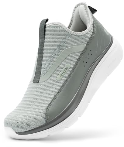 FitVille Scarpe da Camminata Uomo Extra Larghe Slip-on Sneaker Casual Traspiranti Scarpe Sportive Senza Lacci Verde Chiaro 42.5 EU X-Larga