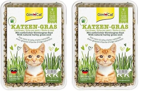 GimCat Katzengras 150g - Katzengras mit schneller Aufzucht in nur 5 bis 8 Tagen - 1 Schale (1 x 150 g) (Packung mit 2)