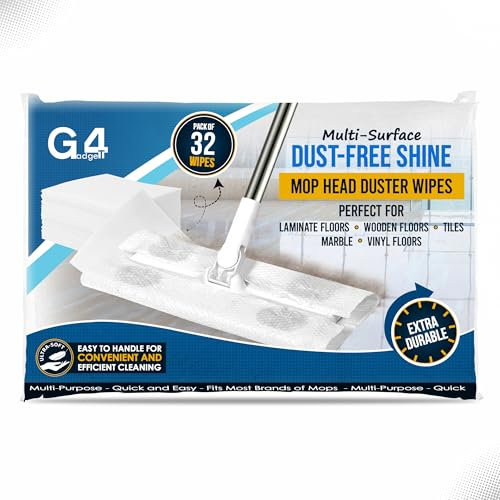 G4GADGET 32 Disposable Duster Wipes - Dry Dusting Wipes (29.5cm x 22cm) - Perfect for Hardwood, Tile, and Laminate Floors