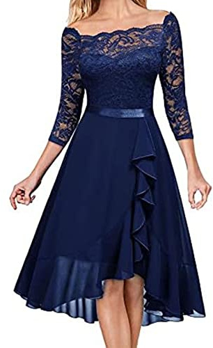 HAOLEI Vestito Matrimonio Donna Elegante in Pizzo Abito Cerimonia Formale Lunghi Scollo a V Mezze Maniche Cocktail con Corsetto Taglie Forti Curvy