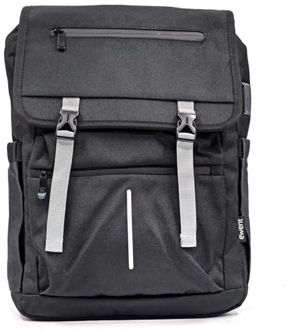 Ewent Mochila VINTAGE para Mujer y Hombre,Mochila Ordenador Portátiles de hasta 16,1, Impermeable, Antirrobo, Puerto USB-C/A, Correa Para Trolley, Para Viajes/Colegio/Trabajo, 27L-44x31x15cm,Negro