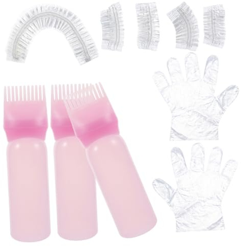 Beaupretty Kit para Teñir el Cabello Profesional en Plástico Color Rosa Guantes, Gorro y Herramientas para Salón y Uso en Casa
