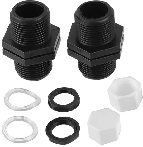 CDDCWZ Accesorio para barril de lluvia de 3/4 con rosca exterior, accesorio para tanque con tapas de sellado, conexión para barriles de lluvia IBC, tanques de agua y cisternas (2 piezas)